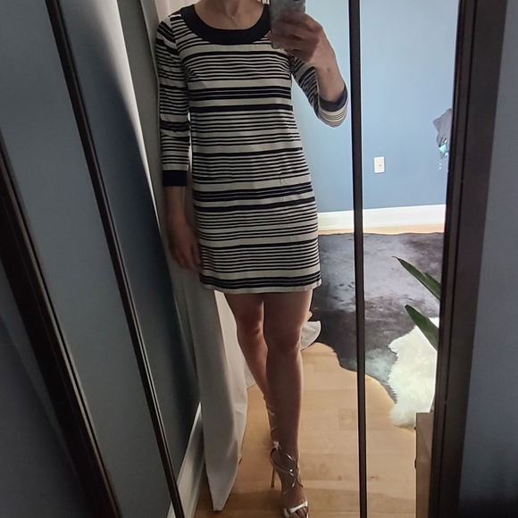 J Crew Navy Stripe Shift Dress - Picture 3 of 6